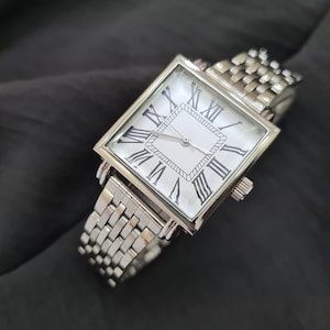 Woman Wrist Watch, Silver Colour Watch, White Roman Numeral Dial, Minimal Watch, Classy Design, Present for Her, Mother's Day Gift, Dainty