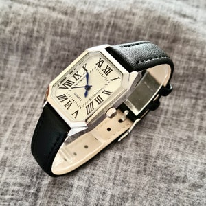 Woman Wrist Watch, Silver Colour Watch, Roman Numeral Dial, White Dial, Octagonal Design, Classy Design, Present for Her, Mother's Day Gift