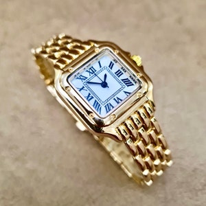 Woman Wrist Watch, Gold Colour Watch, Roman Numeral Dial, White Dial, Minimal Watch, Classy Design, Present for Her, Mother's Day Gift