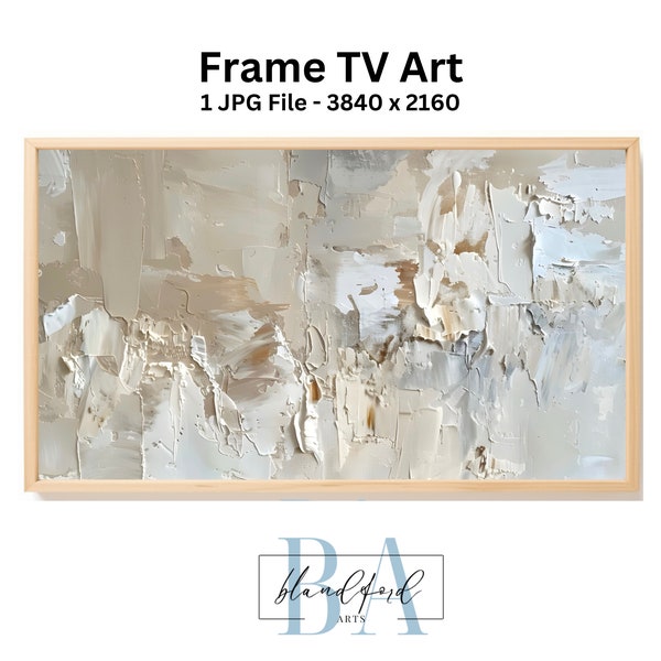 Neutral Textured Abstract Frame TV Art | Impasto Frame TV Art | Modern Art | Instant Download | Beige, White, Gray | BA0008