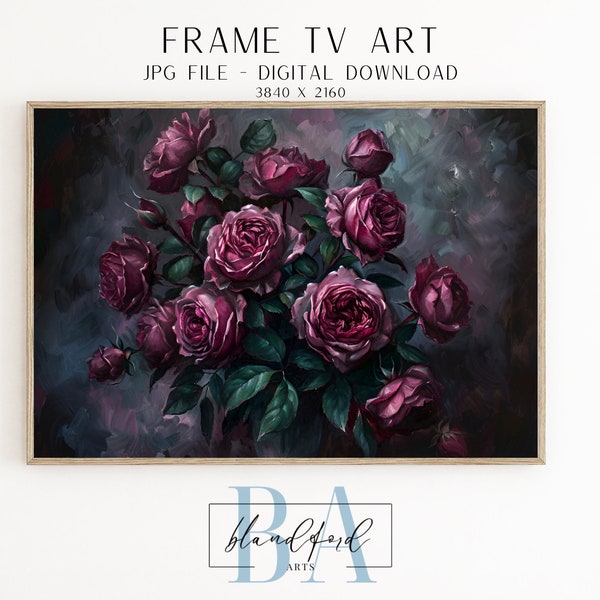 Moody Purple Florals Frame TV Art | Spring Frame TV Art | Botanical Art | Instant Download | Elegant Flower TV Art | Rustic Floral BA0001