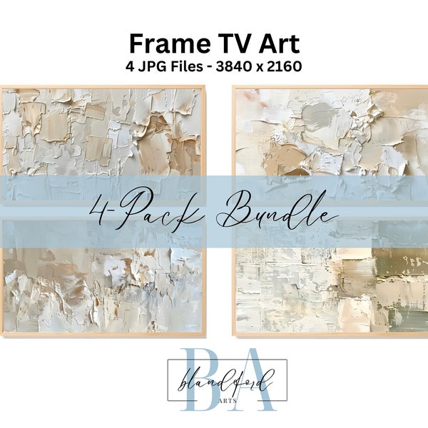 Frame TV Art - Neutral Abstract Art Bundle | Impasto Frame TV Art | Modern Art | Instant Download | Beige, White, Gray | BA0011