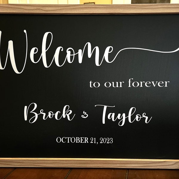 Welcome to Our Forever, Personalized Wedding Sign, Wedding Entrance Chalkboard, Wedding Ceremony Chalkboard, Wedding Gift