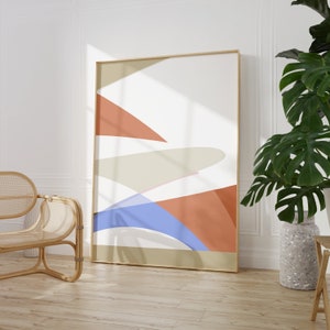 Modern colorful Minimalist Gallery Wall Art, Neutral Art, Orange Neutral Large Abstract Wall Art, Digital Art Prints, Mid-Century Modern Art