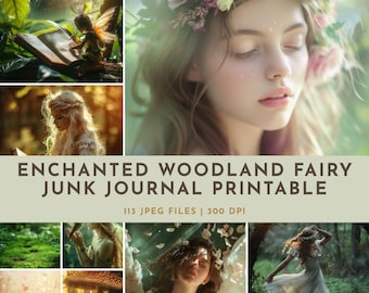 Enchanted Woodland Fairy Junk Journal Printable: Ethereal Forest Maidens, Soft Glow Fantasy Pages, Scrapbooking, Ephemera