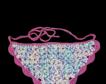 Bandana pour cheveux au crochet rose et arc-en-ciel