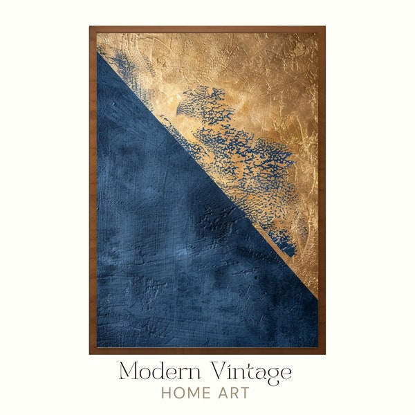 Indigo Navy Blue Gold Abstract Digital Print Gift for Decorator Textured Geometric Printable Art Modern Wall Art Decorative Modern Art Print