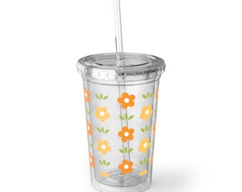 Retro Flower- Acrylic Cup