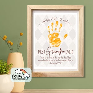 IMPRIMIBLE Cumpleaños cristiano Handprint Craft para abuelo / DIY Keepsake Art Card para el mejor abuelo de todos los tiempos / Proverbios 22:6 Regalo de las Escrituras