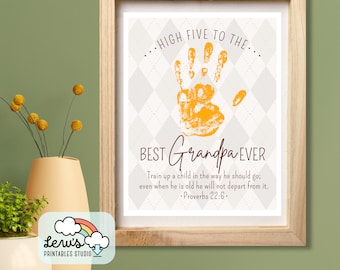 PRINTABLE Christian Birthday Handprint Craft for Grandfather | DIY Keepsake Art Card for Best Grandpa Ever | Proverbs 22:6 Scripture Gift