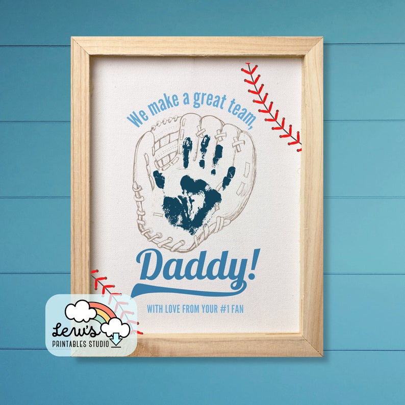 Arte imprimible con huella de mano de guante de béisbol para el Día del ...