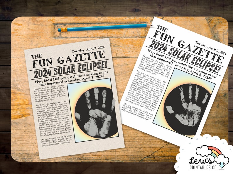 PRINTABLE Solar Eclipse 2024 Handprint Art Childrens Solar Eclipse