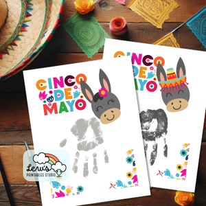IMPRIMÍVEL Artesanato de impressão de mão infantil de burro Cinco de Mayo | Escola pré-escolar em casa | Atividade de aula de férias sobre cultura mexicana | Presente de lembrança