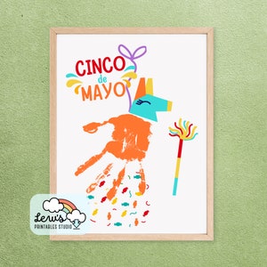 IMPRIMÍVEL Artesanato de impressão de mão infantil Cinco de Mayo Piñata | Feriado da Cultura Mexicana | Presente de atividade artística para lembrança de aula pré-escolar em casa