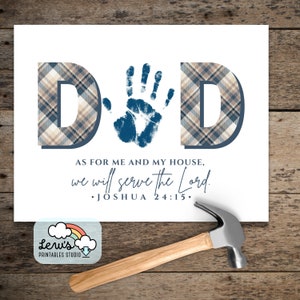 Empreinte de main chrétienne imprimable pour la fête des pères pour papa | Cadeau d'un bébé, d'un tout-petit, d'un enfant | Carte cadeau DIY pour papa, beau-père et grand-père