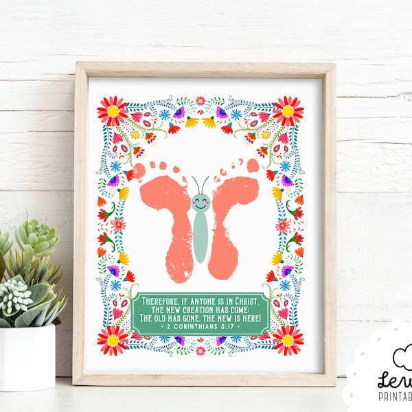 PRINTABLE Spring Butterfly Craft | DIY Made New Christian Card | Bible Scripture Keepsake Gift for Mom or Grandma | Celebrate New Beginning