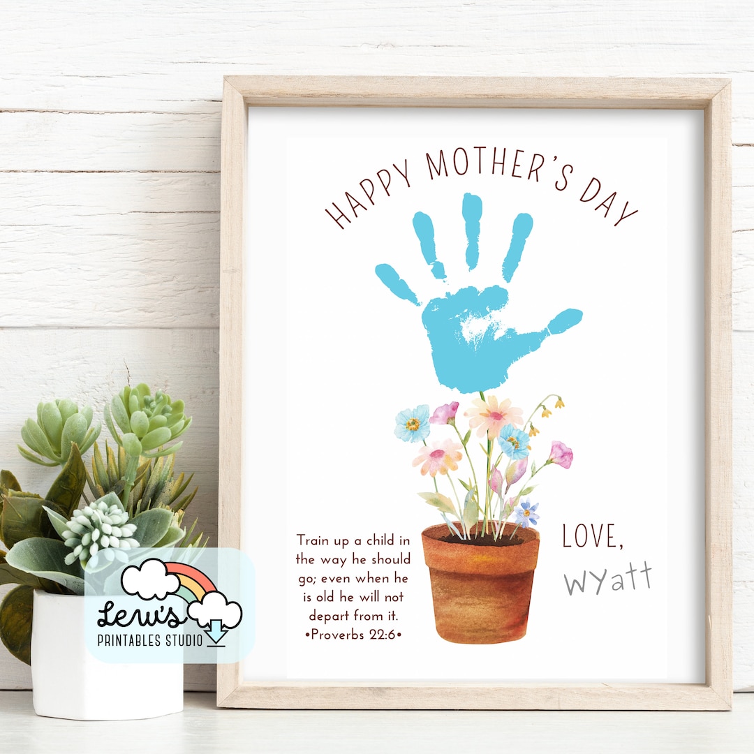 PRINTABLE Christian Mother’s Day Flowers Handprint Art Craft | DIY ...