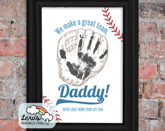 PRINTABLE Father’s Day Baseball Glove Handprint Art | Sports Fan Dad Keepsake Gift from Baby, Toddler, Kid, Child | DIY Card for Grandfather