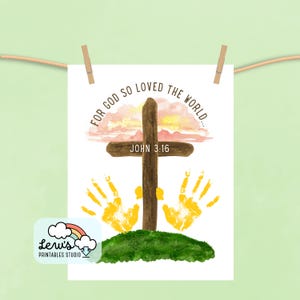 PRINTABLE For God So Loved the World Handprint Art | Christian Children&#39;s Craft | John 3:16 Activity for Sunday School | VBS Keepsake