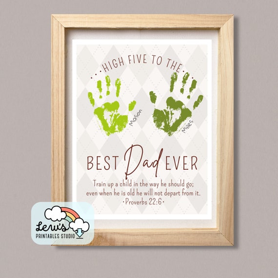 PRINTABLE Christian Father’s Day Handprint Craft | DIY Keepsake Card for Best Dad Ever | Proverbs 22:6 Scripture Art Gift from Child