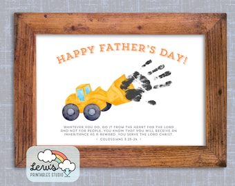 PRINTABLE Child’s Tractor Handprint Craft for Father’s Day | Christian Art Gift for Dad Grandpa | Colossians Sunday School Lesson Activity