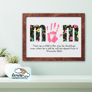 DRUCKBARE christliche Muttertag Handabdruck Kunst | Bastelbogen für Mama vom Baby, Kleinkind, Kind, Enkelkind | DIY Karte Andenken für Mama / Mama