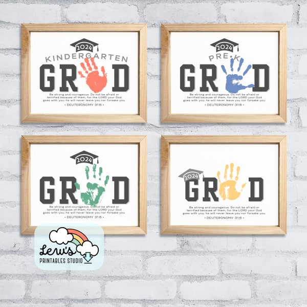 PRINTABLE Christian Graduation Handprint Art Craft for Kindergarten Pre-K Preschool | Child School Milestone Keepsake Gift Mom Dad Grandma