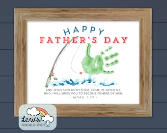 PRINTABLE Christian Father’s Day Handprint Art Craft | Mark 1:17 Fisher of Men Gift for Dad, Grandpa from Baby, Toddler, Kids, Grandkids