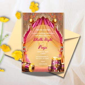 Dholki Invitation, Editable Colorful Invitation for Dholki Night, Dholki Invite Card for your Dholki Night, Digital Download