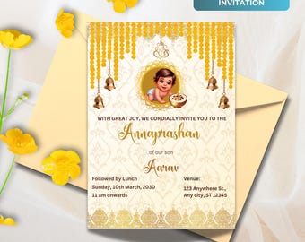 Invitation à la cérémonie de sevrage pour Annaprasan, invitation Annaprashan pour l'Annaprasanam de bébé