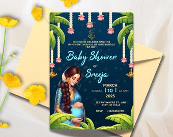 Sreemantham invite for your Indian Baby Shower, Valaikappu or Godh Barai or Seemantham Invitation Cards, Instant Download