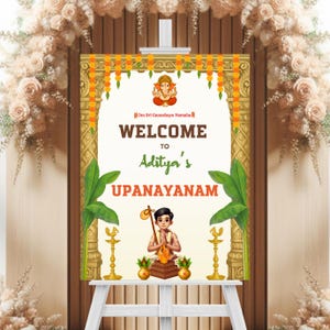 Cartel de bienvenida de Upanayanam para la ceremonia del hilo, Janoi, Upanayanam, Yagnopavith
