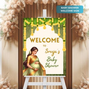 Seemantham Willkommensschild für indische Babyparty oder Sreemantham Willkommensschild für Godh Bharai, Valaikappu, sofortiger digitaler Download