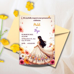Haldi Invitation for your Haldi Event, Customizable Haldi Invite for Haldi Ceremony,  Haldi Digital Invitations Template