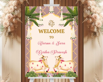 Indian Housewarming Welcome Sign: Customizable Grihapravesh Template (Digital Download)