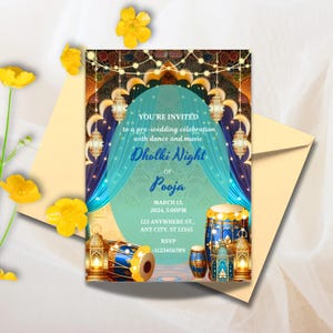 Dholki Invitation, Editable Colorful Invitation for Dholki Night, Dholki Invite Card for your Dholki Night, Digital Download