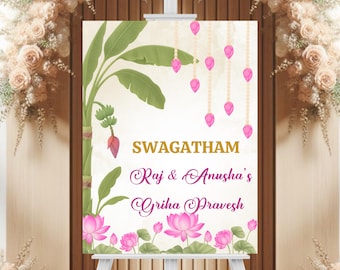 Indian Housewarming Welcome Sign, Customizable Welcome Sign, Grihapravesh Signs, gruhapravesam Welcome Sign, 3 Sizes