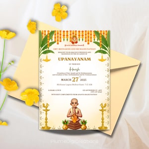 Upanayanam Invite, Customizable Upanayanam Invitation for Thread Ceremony, Janoi, Upanayanam, Yagnopavith