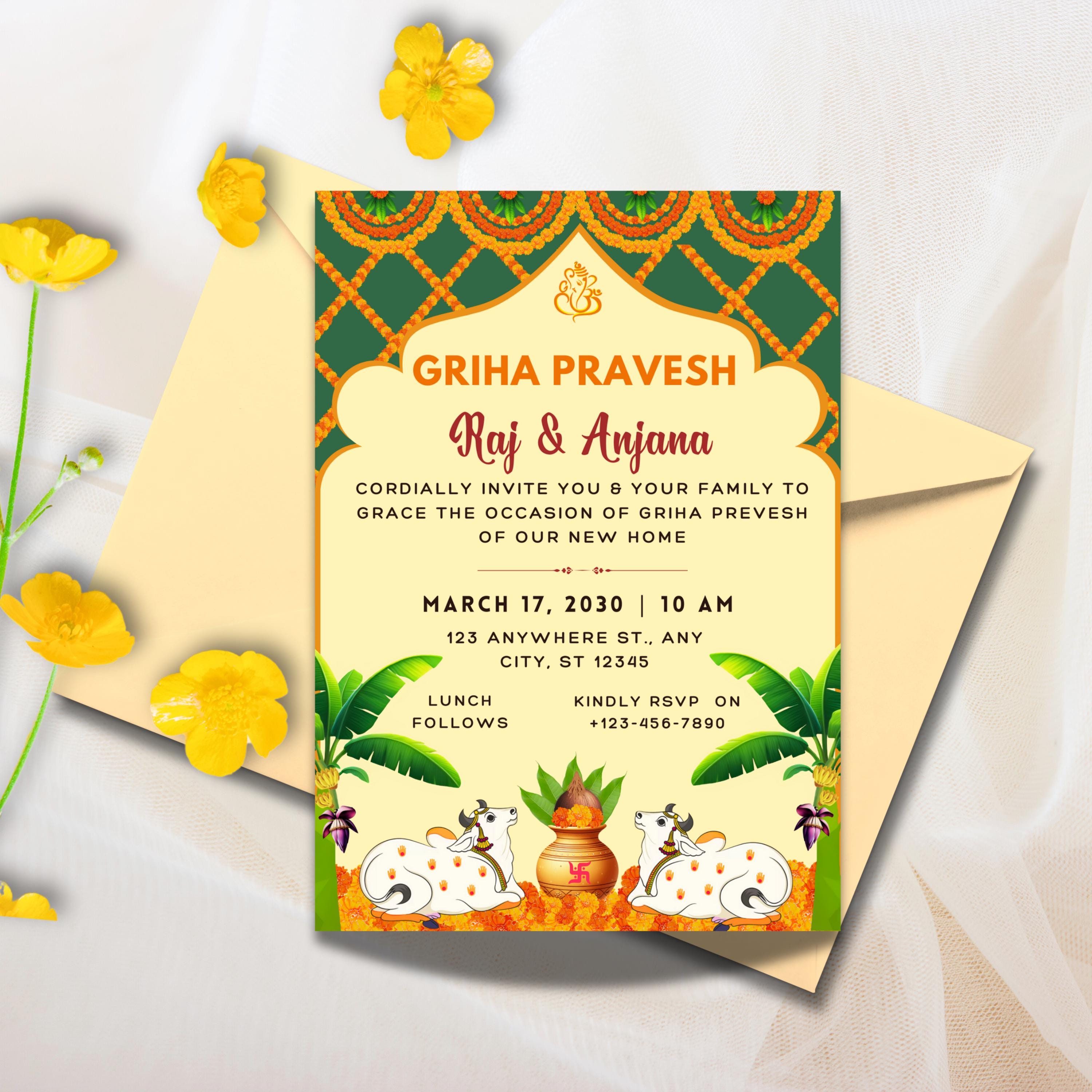 Indian Housewarming Invitation, Customizable Invitation for Indian ...