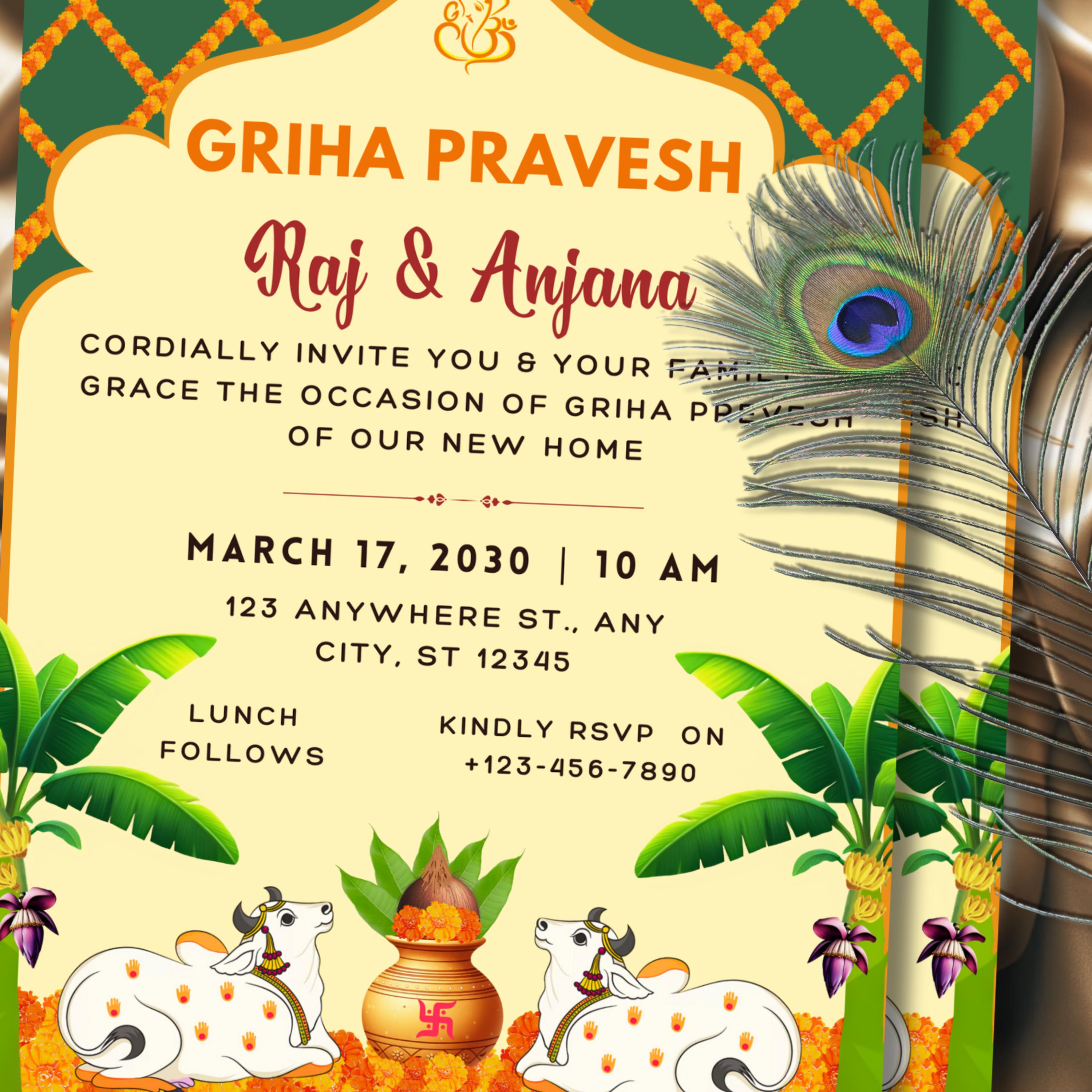 Indian Housewarming Invitation, Customizable Invitation for Indian ...
