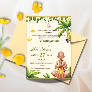Upanayanam Invite, Customizable Upanayanam Invitation for Thread Ceremony, Janoi, Upanayanam, Yagnopavith