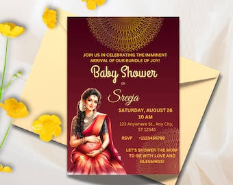 Sreemantham invite for your Indian Baby Shower, Valaikappu or Godh Barai or Seemantham Invitation Cards, Instant Download
