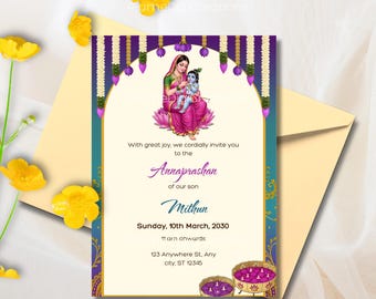 Invitation à la cérémonie de sevrage pour Annaprasan, invitation Annaprashan pour l'Annaprasanam de bébé