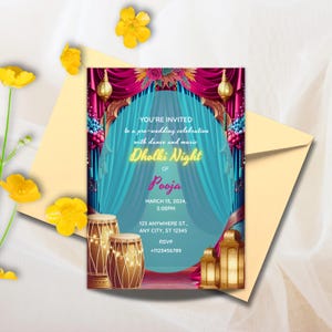 Dholki Invitation, Editable Colorful Invitation for Dholki Night, Dholki Invite Card for your Dholki Night, Digital Download