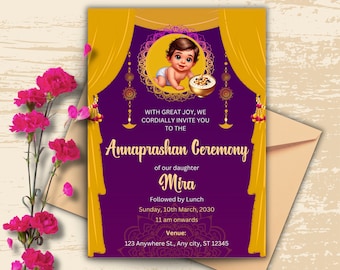 Weaning Ceremony Invite for Annaprasan, Annaprashan invitation for Baby's Annaprasana