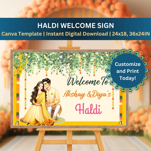 Haldi Sign for your Haldi Event, Customizable Haldi Welcome Sign for Haldi Decoration, Haldi Signs for Haldi Decor