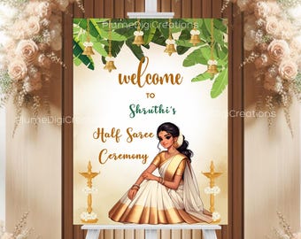 Half Saree Ceremony Welcome Sign, South Indian Puberty Ceremony (Digital Download)