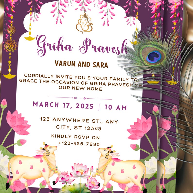 Indian Housewarming Invitation, Customizable Invitation for Indian ...