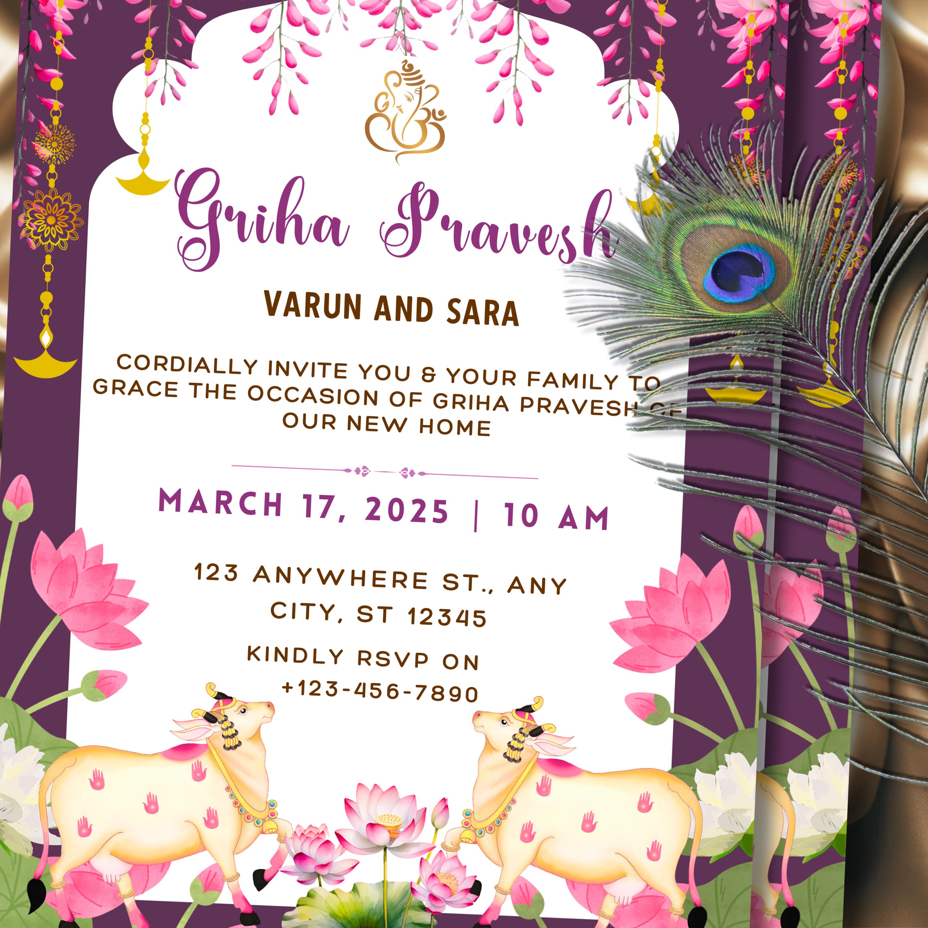 Indian Housewarming Invitation, Customizable Invitation for Indian ...