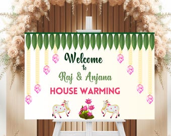 Customizable Indian Housewarming Welcome Sign, Grihapravesh (Digital Download)